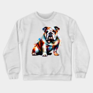 Expressive Splashed Paint Bulldog in Vivid Colors Crewneck Sweatshirt